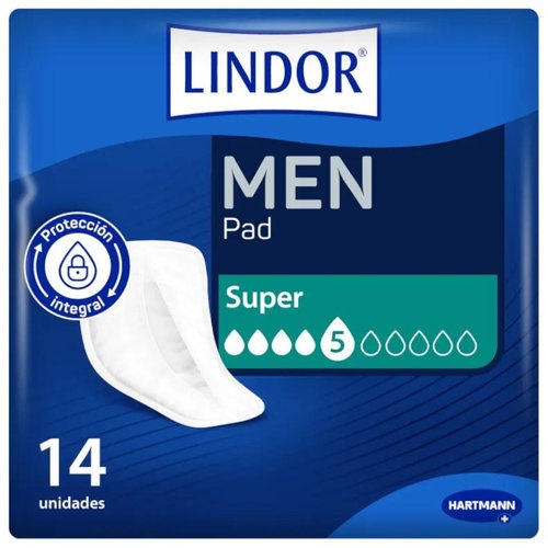 Absorbente incontinencia orina ligera lindor men pad super 5 gotas 14 unidades - molicare premium me