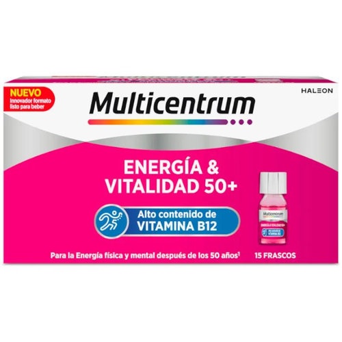 Multicentrum energia & vitalidad 50+ (15 frascos 7 ml sabor frambuesa)