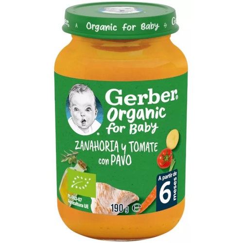 Gerber organic zanahoria tomate pavo (1 tarrito 190 g)