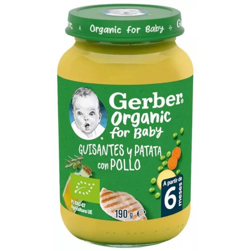 Gerber organic guisantes patatas pollo (1 tarrito 190 g)