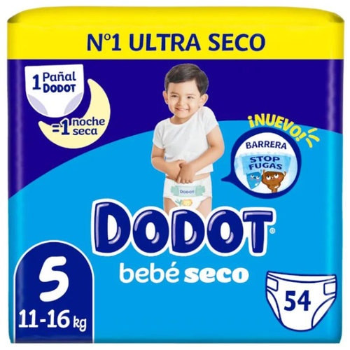 Pañal infantil - dodot bebe seco value (talla 5 11-16 kg 54 unidades pack)