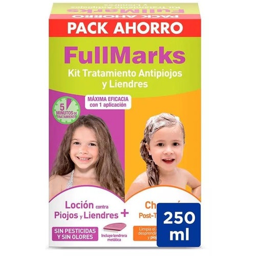 FULLMARKS ANTIPIOJOS Y LIENDRES CHAMPU + LOCION - PEDICULICIDA (KIT 100+150 ML)