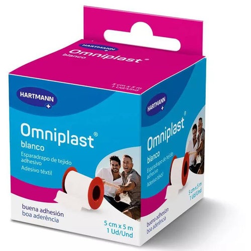 ESPARADRAPO HIPOALERGICO - OMNIPLAST (TEJIDO RESISTENTE BLANCO 5 M X 5 CM)