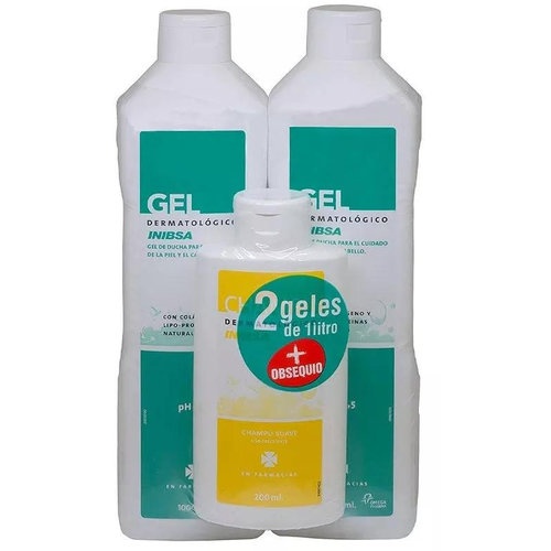Inibsa gel dermatologico  2 envases 1 l + 1 envase 200 ml pack viaje