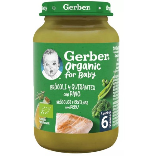 Gerber organic brocoli guisantes y pavo  1 tarrito 190 g