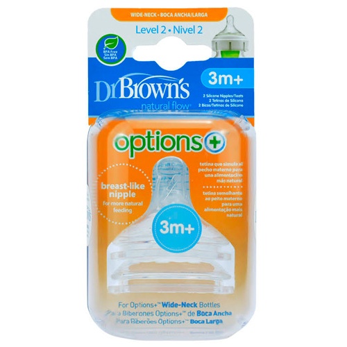 TETINA SILICONA BOCA ANCHA - DR BROWN´S NATURAL FLOW (+ 3 MESES N2  3 U)