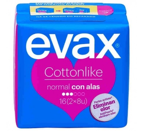 COMPRESAS HIGIENICAS FEMENINAS - EVAX COTTONLIKE (NORMAL CON ALAS 16 COMPRESAS)