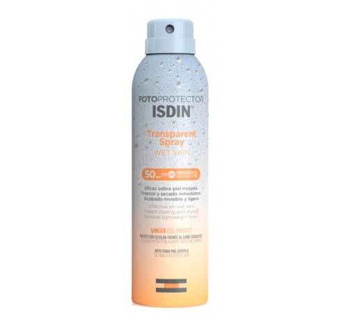 Fotoprotector isdin spf-50 spray transparent wet skin (250 ml)