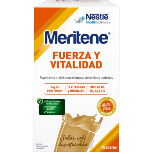 Meritene fuerza y vitalidad batido  15 sobres 30 g sabor cafe descafeinado