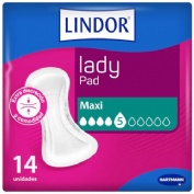 Absorbente incontinencia orina ligera lindor lady pad maxi 5 gotas 14 unidades - molicare premium la