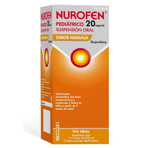 NUROFEN PEDIATRICO  20 MG/ML SUSPENSION ORAL SABOR NARANJA 1 frasco de 200 ml