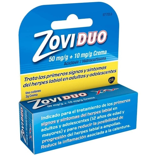 ZOVIDUO 50 mg/g + 10 mg/g CREMA , 1 tubo de 2 g